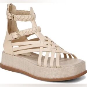 Sam Edelman Nicki Ankle Strap Platform (Women) Linen Gladiator Sandals Sz 7